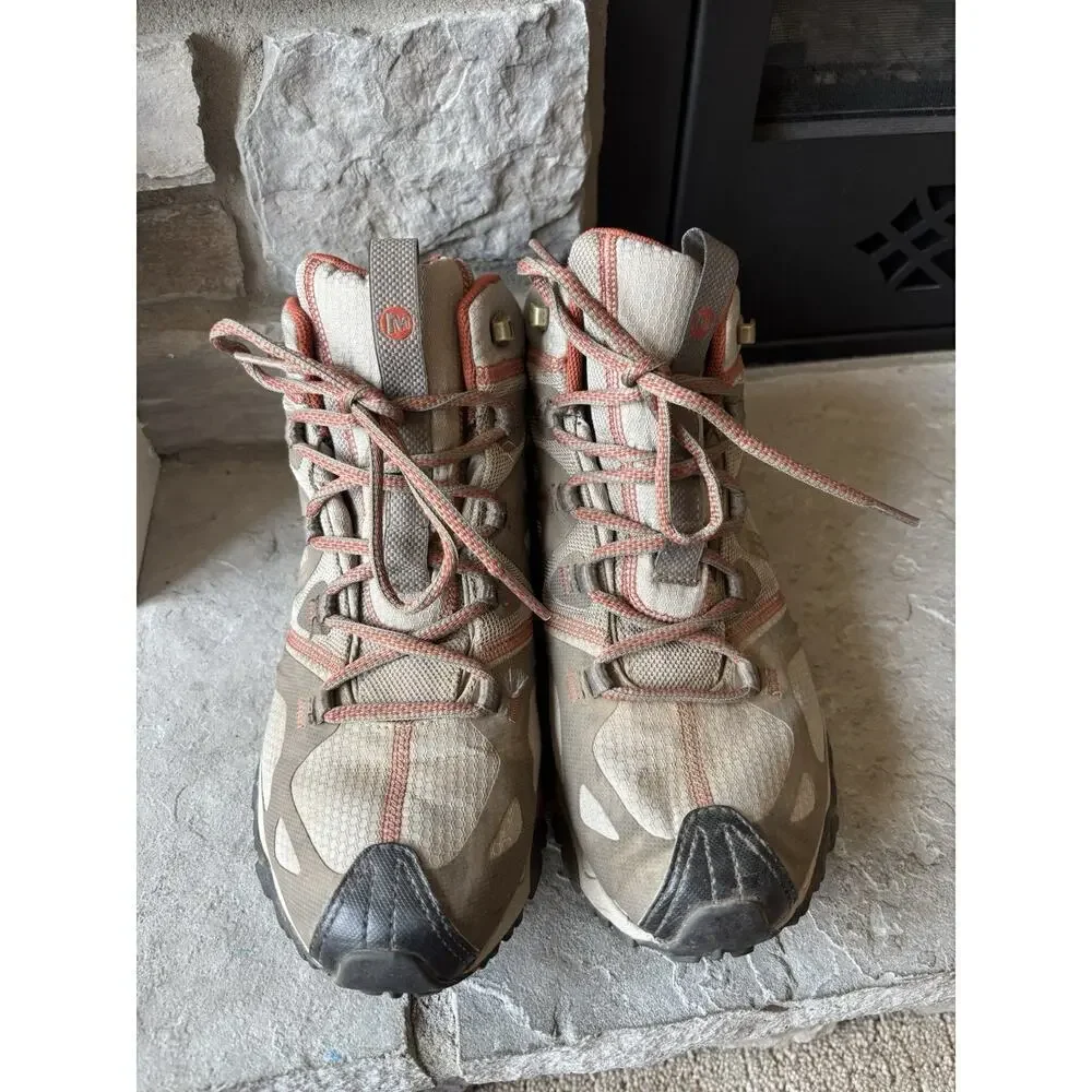 Merrell Boot Women 9.5 Grassbow Sport Mid Waterproof Brindle Hiking Shoe Camping